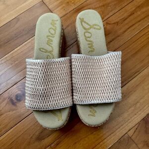 NO BOX Wome Sam Edelman Wendi Platform Slide Sandals in Beige Size 8